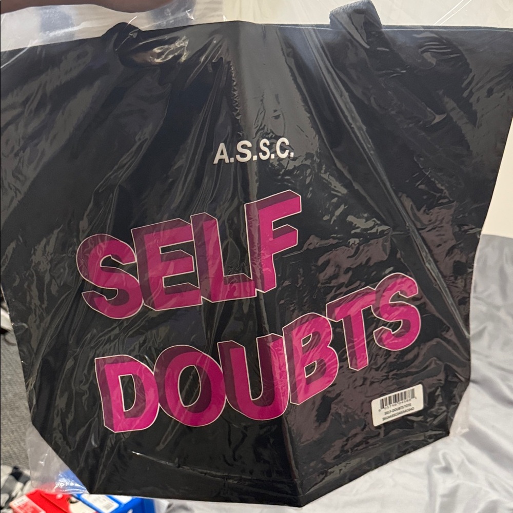 Anti Social Social Club Black Tote with Pink Text